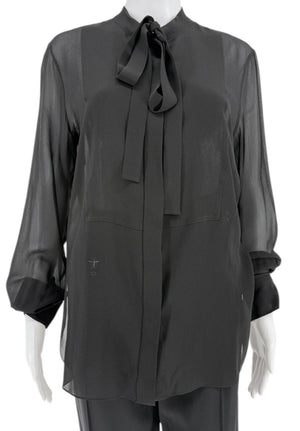 Christian Dior Silk Ascot Bow Blouse - Size 42