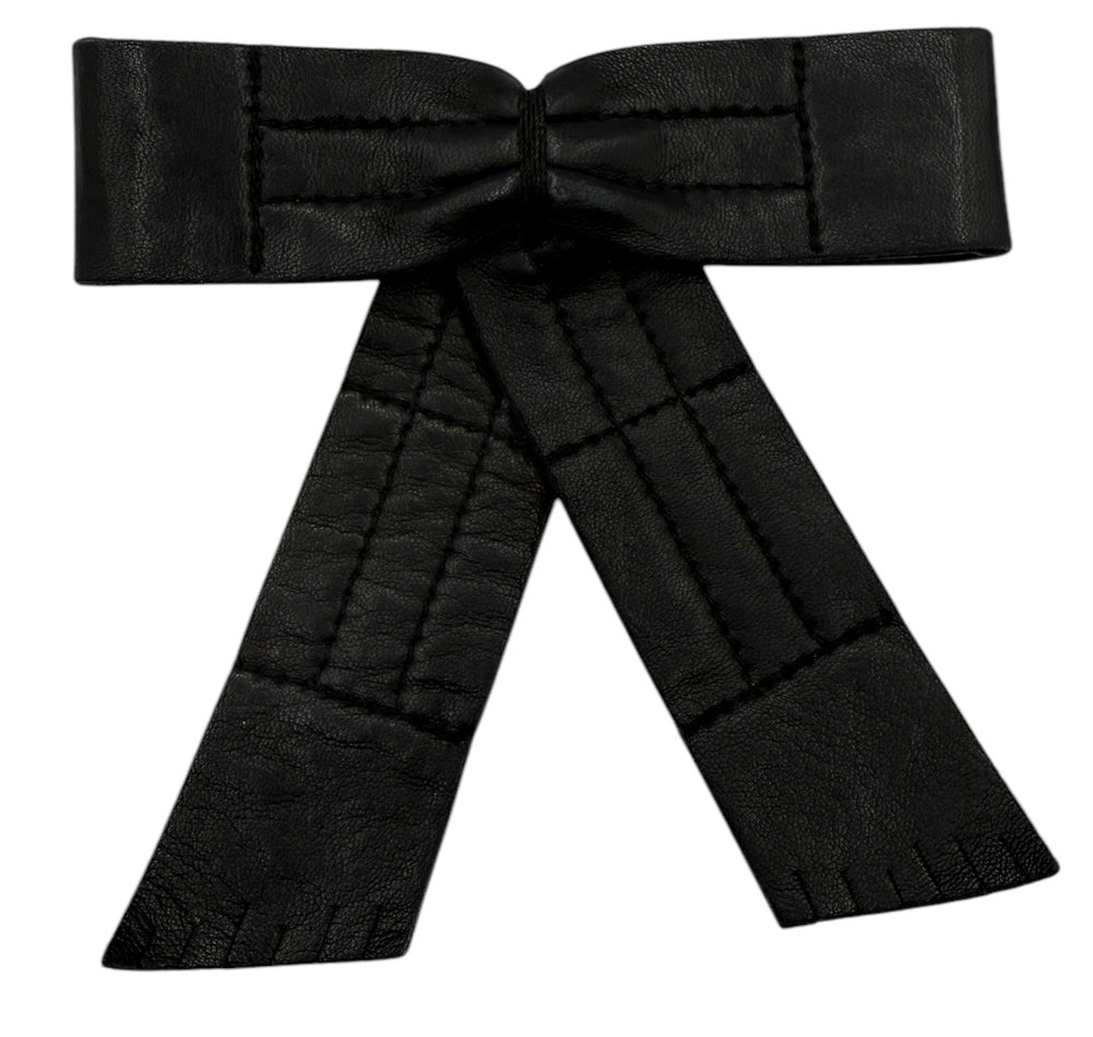 Chanel Matelassé Leather Bow Pin/Brooch