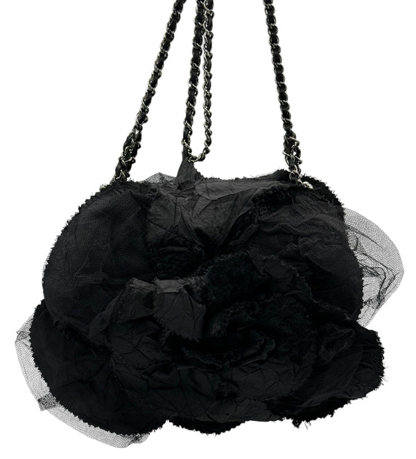 Chanel Satin Camellia Shoulder Bag