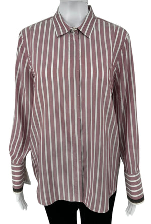 Brunello Cucinelli Silk NWT Striped Button-Up Shirt - Size L