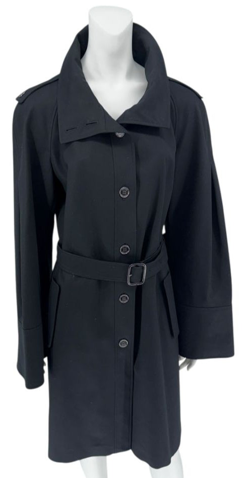 Burberry London Black Wool & Cashmere Belted Trench Coat - Size 14 US