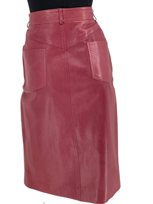 Christian Dior Boutique Rose Leather Skirt – Size 12