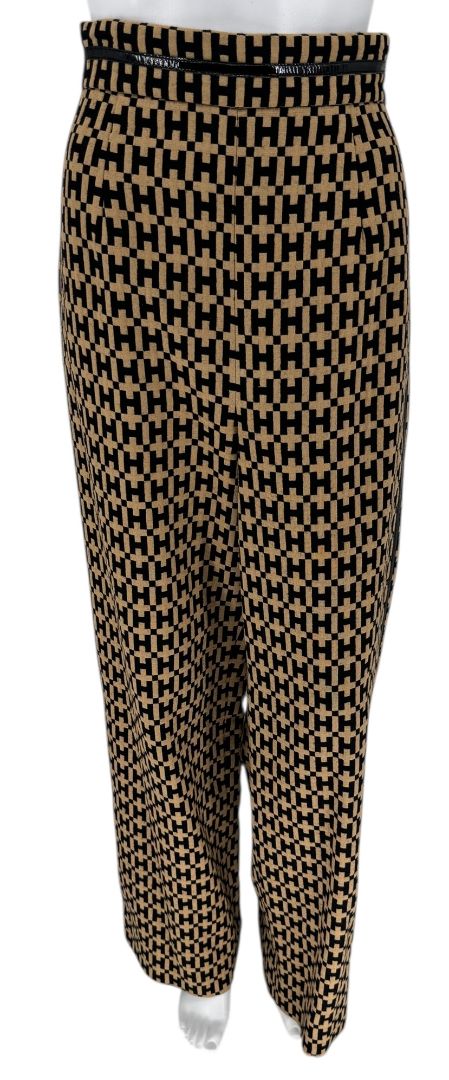 Halston “H” Patterned Straight-Leg Pants- Vintage