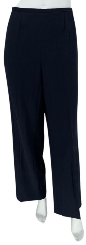 Armani Collezioni Navy Pinstripe Pantsuit with Corset-Style Waist Trim – Size IT 48