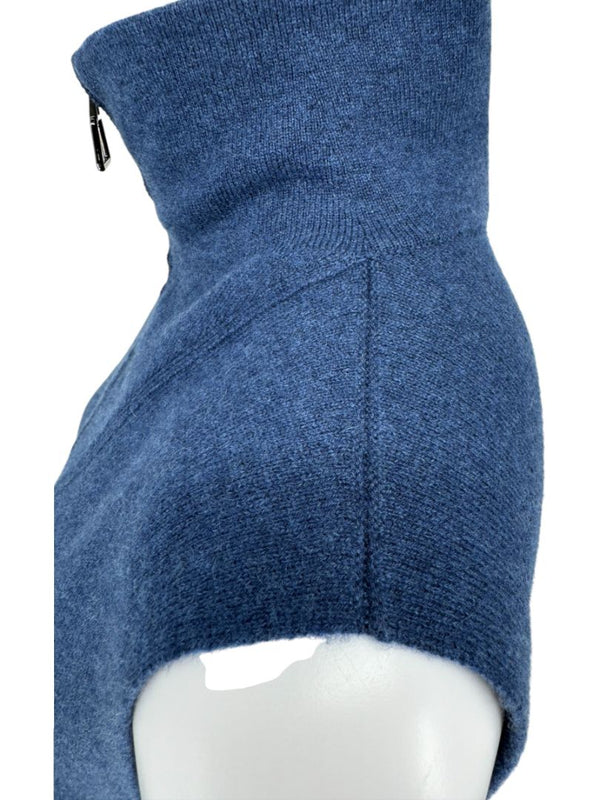 Akris Cashmere Knit Zip Dress in Navy – Size US 10 / FR 42