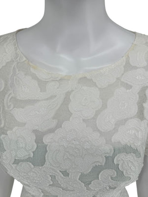 Pamella Roland Ivory Floral Lace Sheath Dress - Size 2