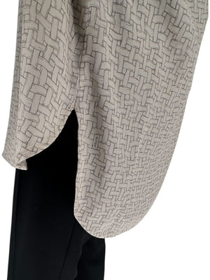 Kiton Woven Print Silk Blouse - L