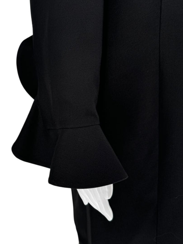 Valentino Black Crepe Ruffle Cuff Dress - Size 10