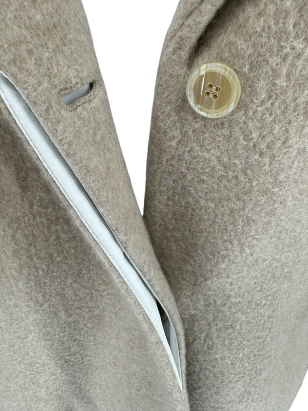 Brunello Cucinelli Ivory Wool-Cashmere Coat with Monili Detail - Size 8