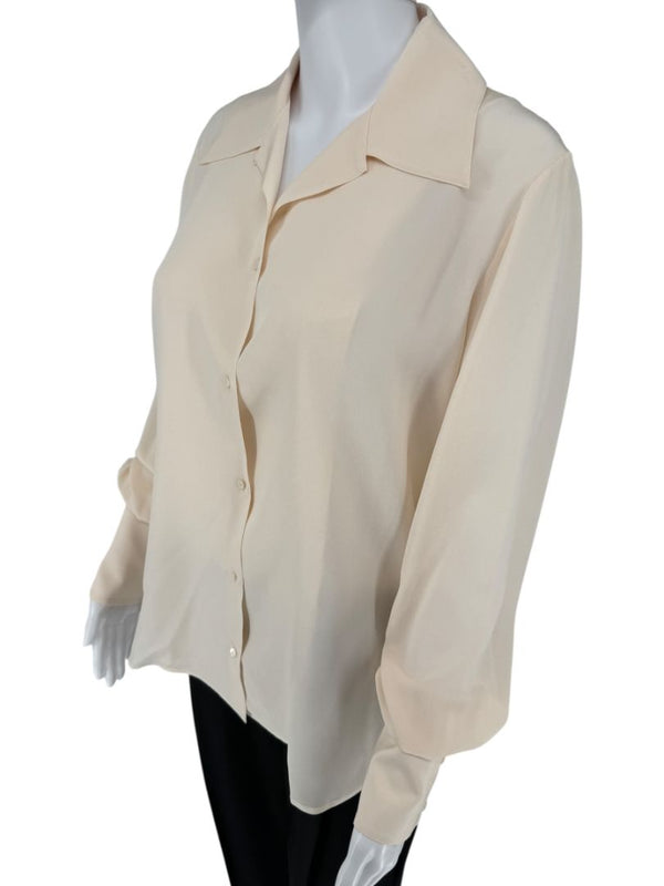 The Row Ivory Silk Button-Down Blouse - Size 6