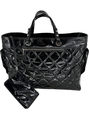 Chanel Paris-Biarritz XL Tote in Black Patent Vinyl