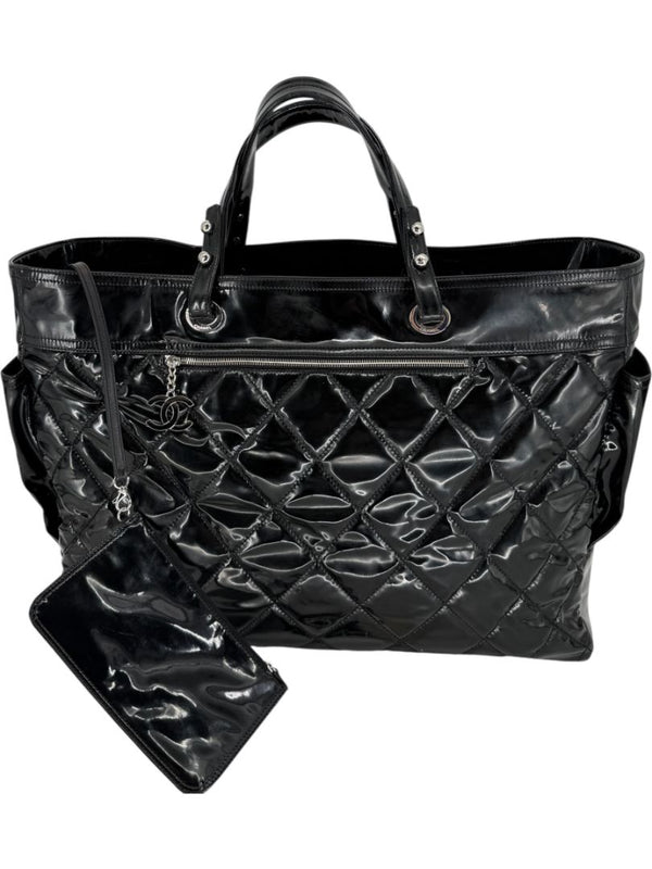 Chanel Paris-Biarritz XL Tote in Black Patent Vinyl