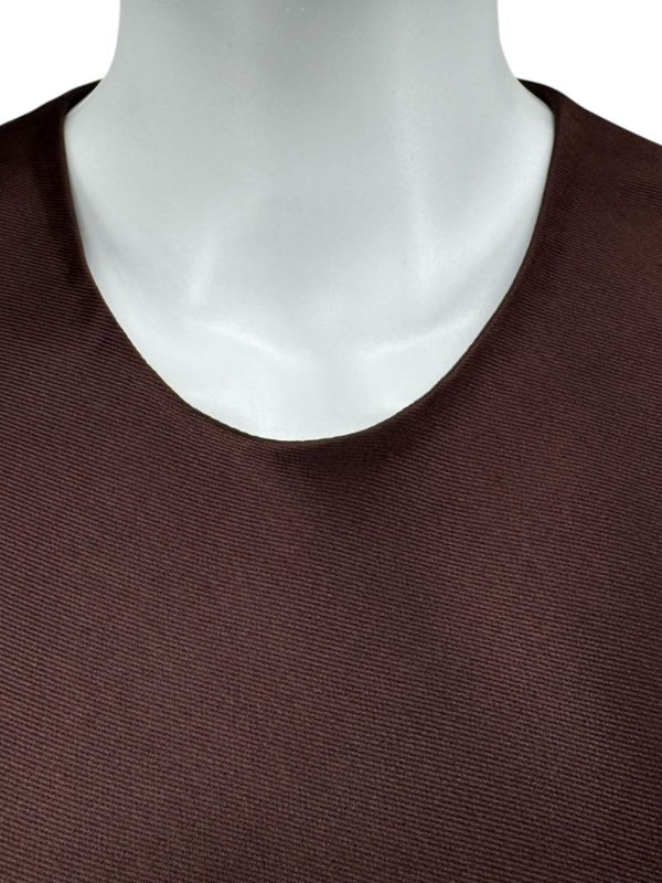 Alexander Wang Mahogany Short Sleeve Top with Fringed Back Detail