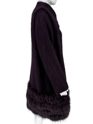 Pamella Roland Purple Alpaca & Fur Trim Coat – Size L