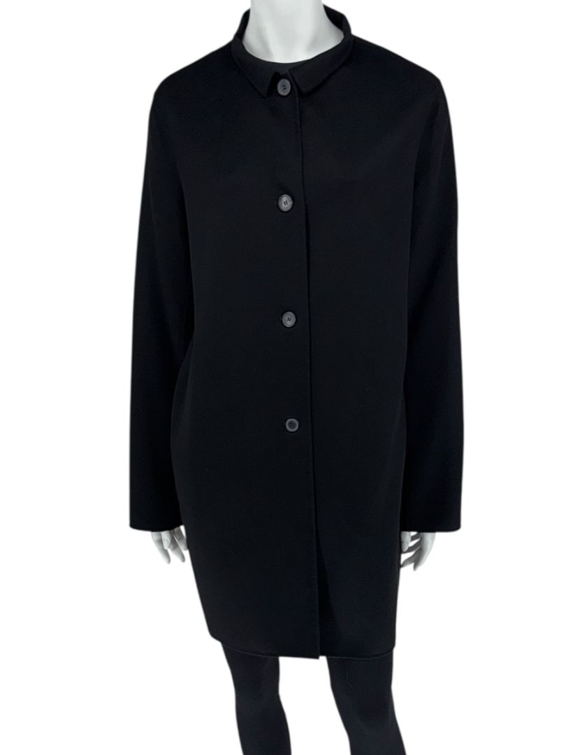 Jil Sander Black Cashmere Collarless Coat – Size 38 IT
