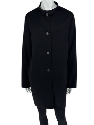 Jil Sander Black Cashmere Collarless Coat – Size 38 IT