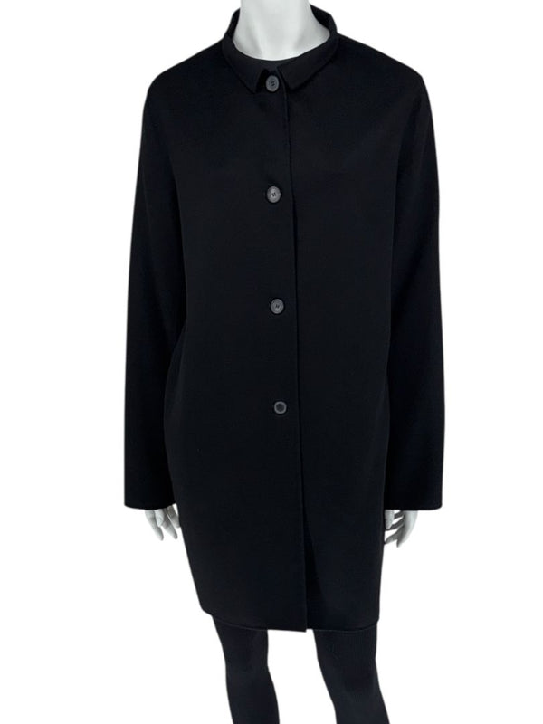 Jil Sander Black Cashmere Collarless Coat – Size 38 IT