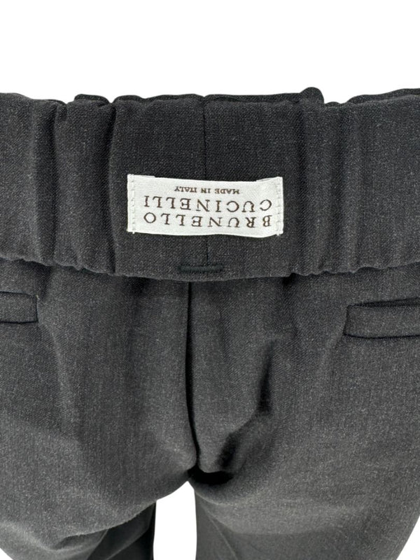 Brunello Cucinelli Charcoal Wool-Blend Elastic Waist Trousers – Size 8