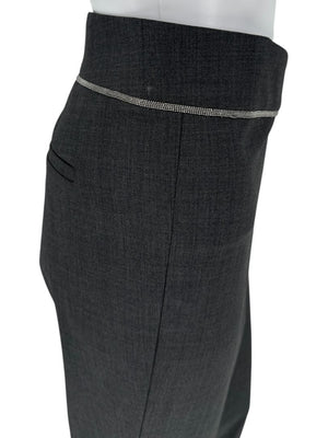 Brunello Cucinelli Charcoal Wool Trousers with MONILI Trim – Size IT 46 / US 10