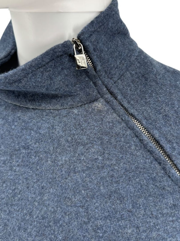Loro Piana Blue Cashmere Funnel Neck Tunic with LP Zip – Size M