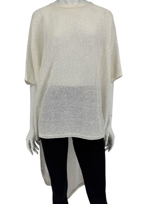Brunello Cucinelli Ivory Hi-Low Sequin Knit Tunic – Size L