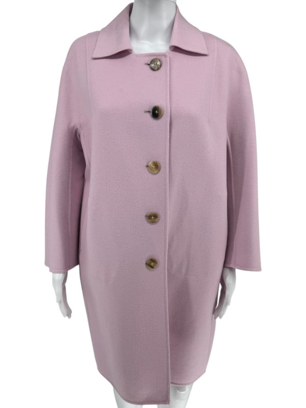 Jil Sander Pale Pink Virgin Wool Button-Front Coat – FR 38