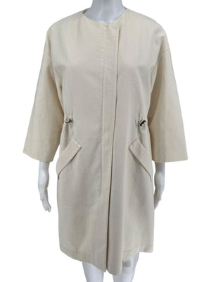 Brunello Cucinelli Cream Cotton-Blend Cocoon Coat – Size IT 44 (US 8)