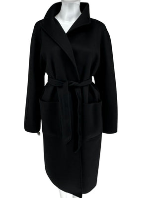 Max Mara ‘Manuela’ Belted Wrap Coat in Black – Size US 10 / IT 44