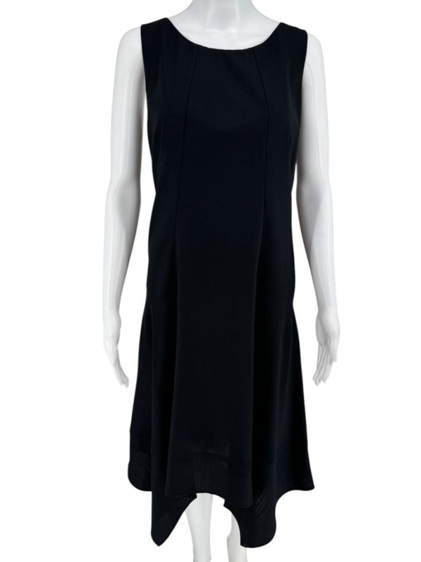 Akris Navy Sleeveless Handkerchief-Hem Midi Dress – US 12 / FR 44 / IT 48