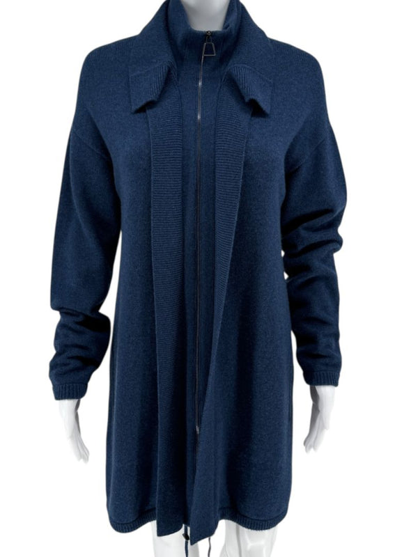 Akris Navy Zip-Front Cashmere Knit Dress – Size US 8 / FR 40