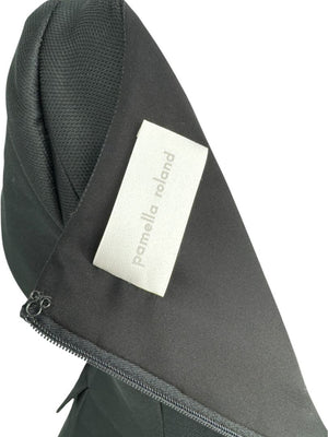 Pamella Roland Black Structured A-Line Dress with Sculptural Sleeves – Large