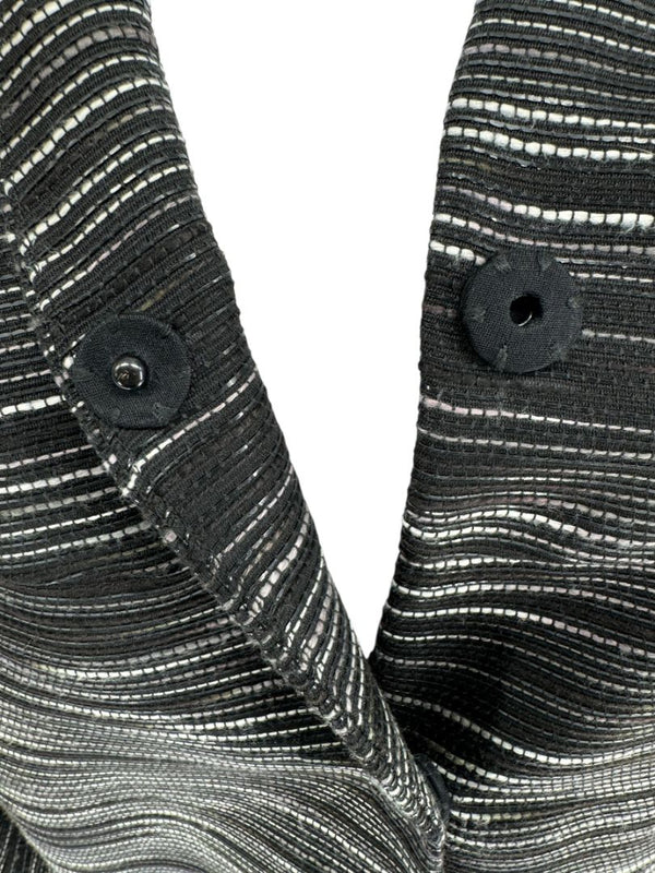 Pamella Roland Black Metallic Striped Open Jacket – Large