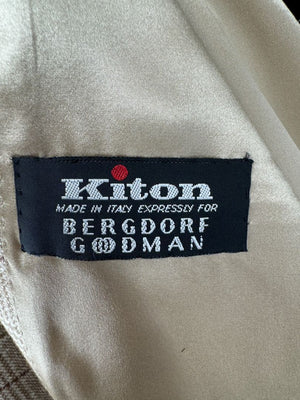 Kiton Wool-Cashmere Plaid Belted Blazer & Drawstring Trousers – Size IT 44