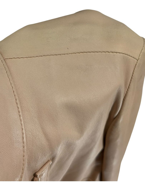Piazza Sempione Blush Lamb Leather Moto Jacket – Size IT 46