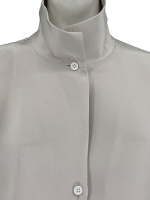 Peter Cohen Gray Silk Convertible Collar Blouse – Size L