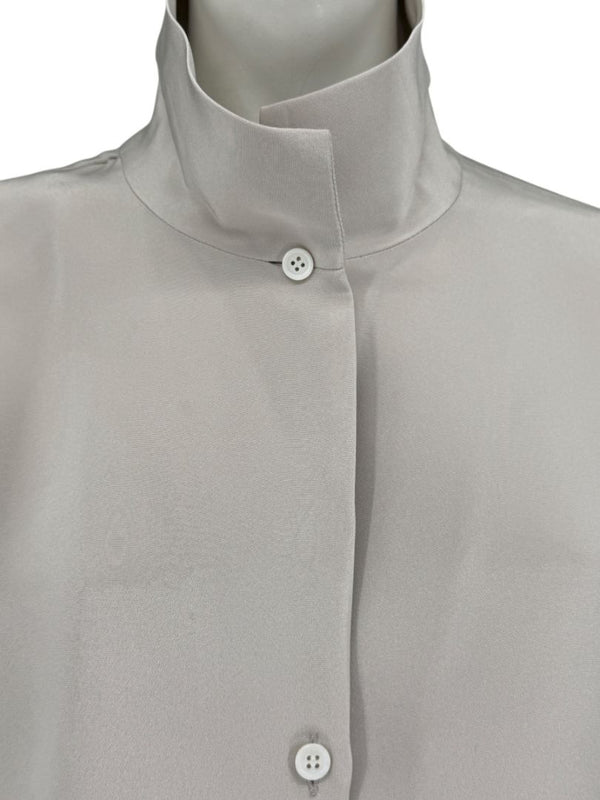 Peter Cohen Gray Silk Convertible Collar Blouse – Size L