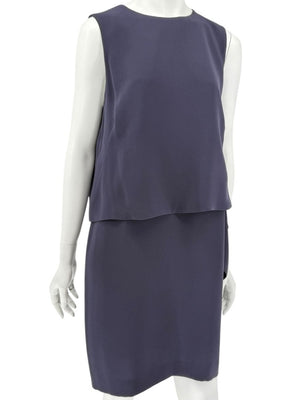 Max Mara Navy Draped Overlay Shift Dress – Size IT 46 (US 12)