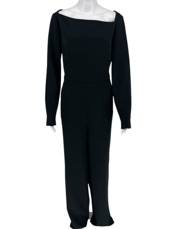 Pamella Roland Black Crepe Long Sleeve Jumpsuit – Size: Large