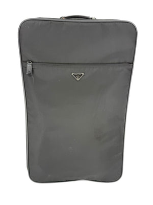 Prada Black Nylon Rolling Suitcase with Saffiano Leather Trim – 26.5" x 17.5" x 9.5"