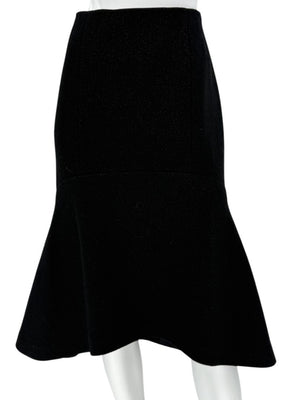 Pamella Roland Black Textured Flounce-Hem Skirt – Large