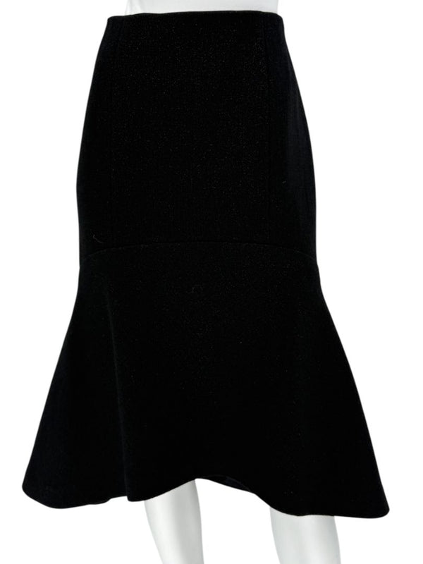 Pamella Roland Black Textured Flounce-Hem Skirt – Large