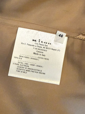 Kiton Bronze Silk Bow Blouse – Size 46 Brand New