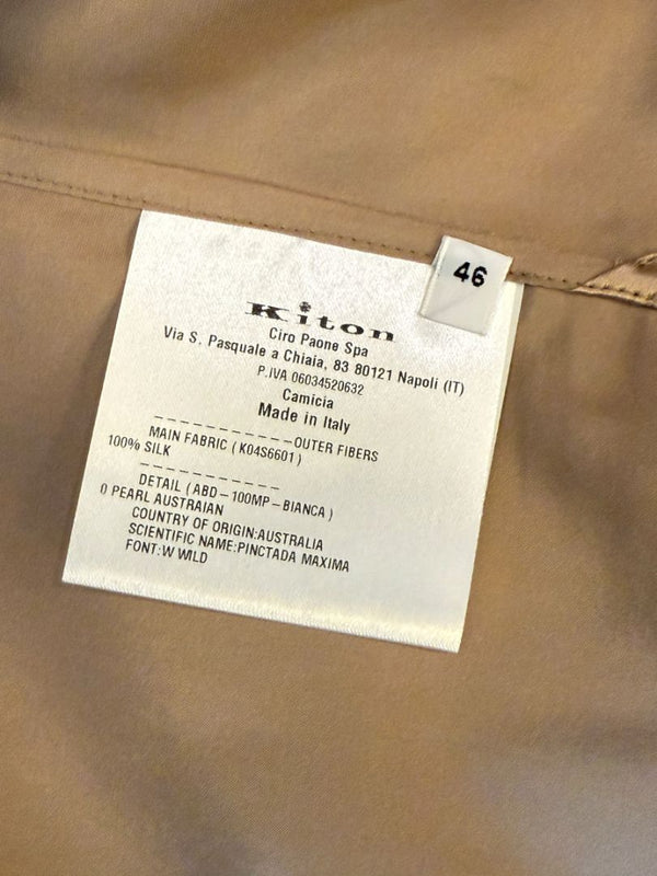 Kiton Bronze Silk Bow Blouse – Size 46 Brand New