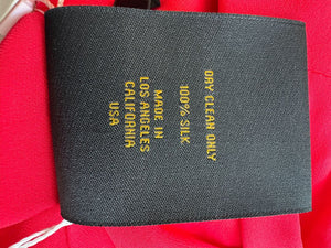 J.C. Obando Red Silk Tie Cuff Blouse – Size 8