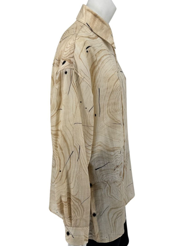 Lemaire Beige Woodgrain Print Button-Up Shirt – Size XS