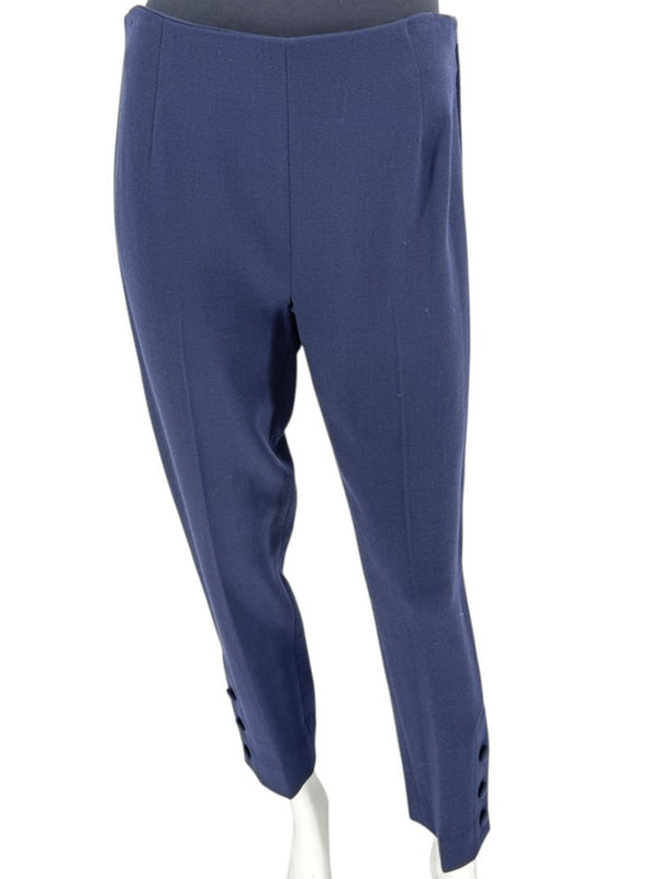 Lela Rose Navy Ankle Pants with Button Hem Detail – Size 10