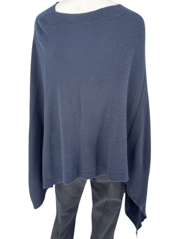 Tomas Maier Navy Blue 100% Cashmere Asymmetric Poncho Sweater – Size 2