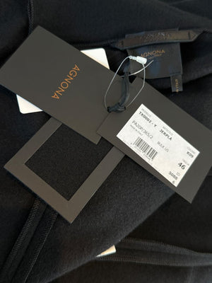 Agnona Black 100% Cashmere Open-Front Coat – Size IT 46 / US 10- NEW