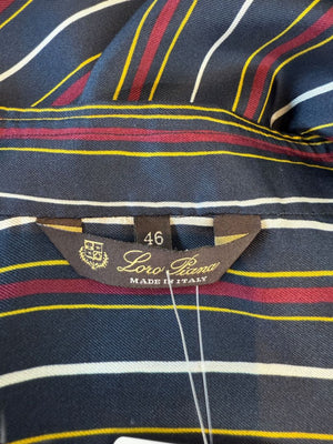 Loro Piana Navy Multicolor Stripe Silk Button-Up Shirt – Size IT 46