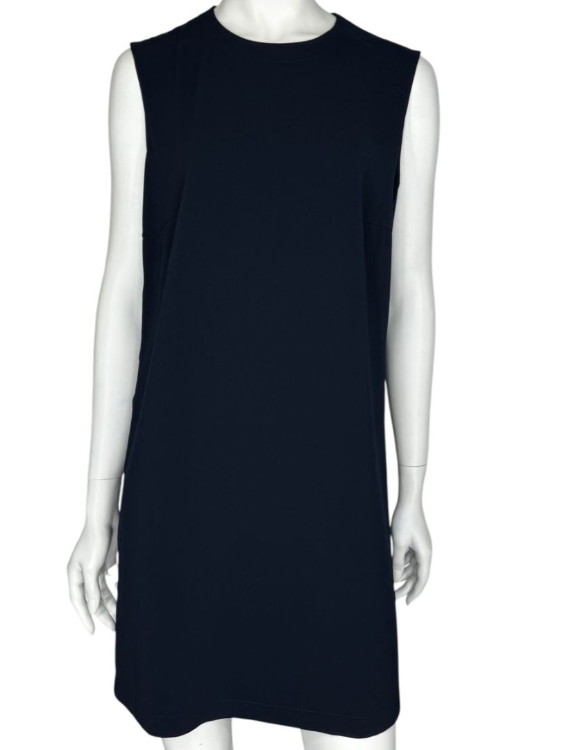 Akris Punto Navy Sleeveless Shift Dress with Side Grommet Detail – Size 10